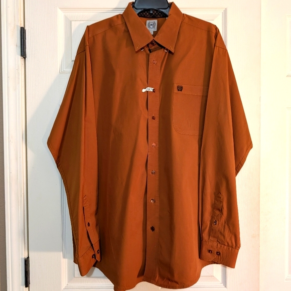Cinch Other - Cinch Burnt Orange Long Sleeve Button Down Shirt Size L